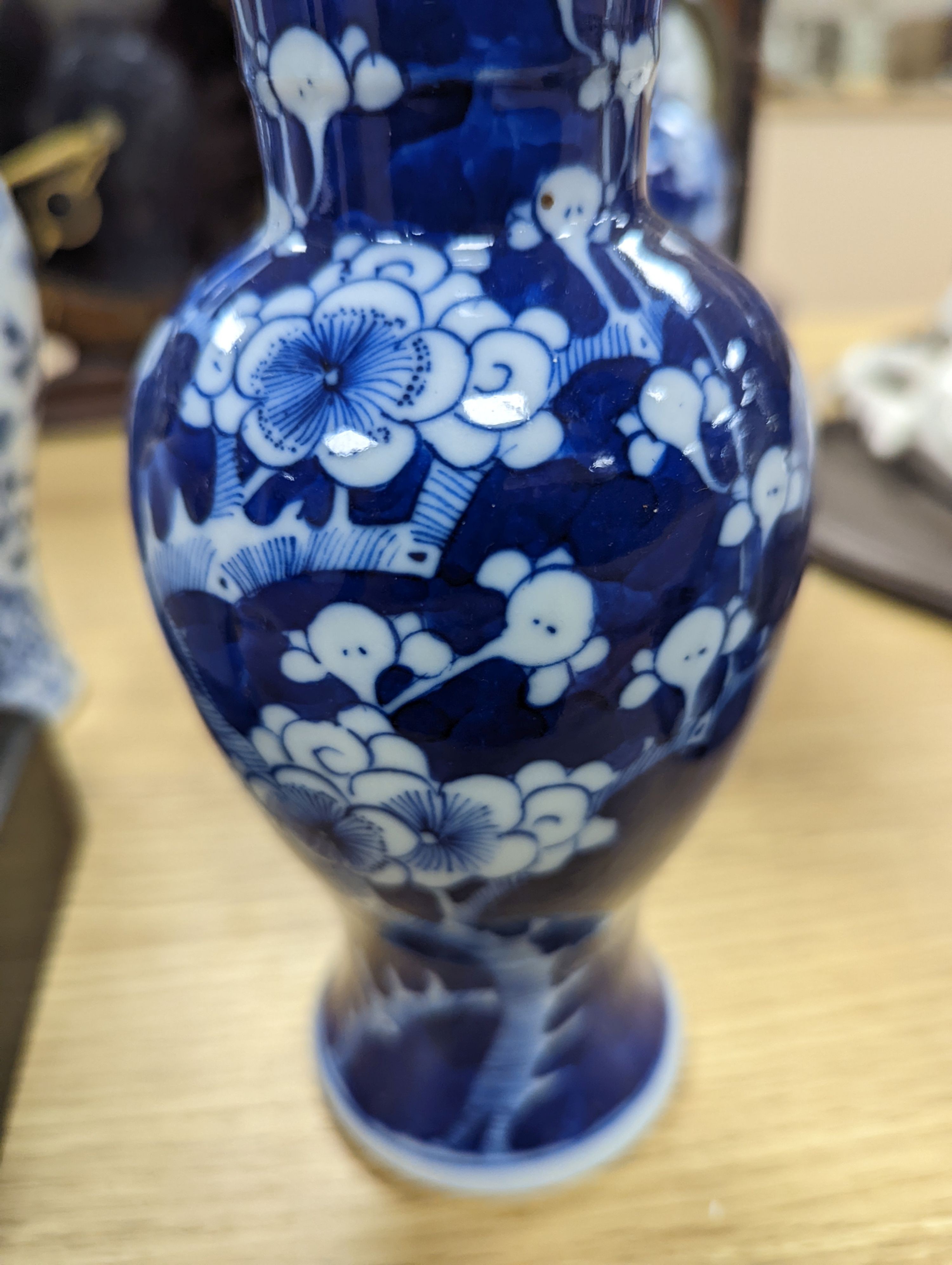 Three Chinese blue and white vases, late 19th/early 20th century, the tallest 19.5 cm